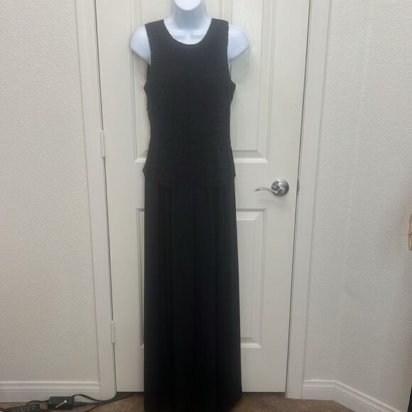 Late Edition Women’s Black Jumpsuit Lace Inset Bodice Sleeveless Wide Leg Sz 8 - Picture 3 of 10